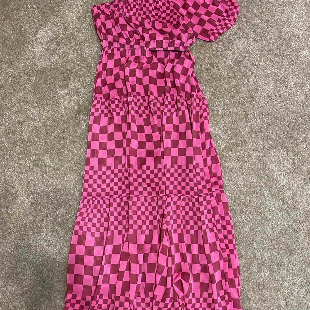 Versona Pink and Red Checkered Dress